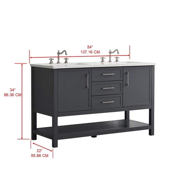 dimension image slide 2 of 4, Sudio Design Arlo 54" Double Bathroom Vanity - 54" Double Sink