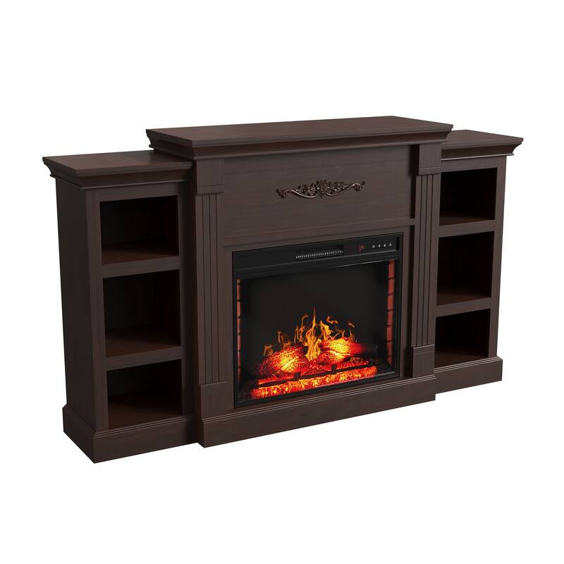 Farmhouse 70 inch TV Stand with 28" Electric Fireplace, Remote Control