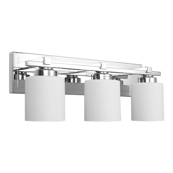 Bathroom Light Fixtures Over Mirror Brushed Nickel Rustproof 3 Light Bathroom Vanity Lights with Milky White Glass Shades 21.34 in