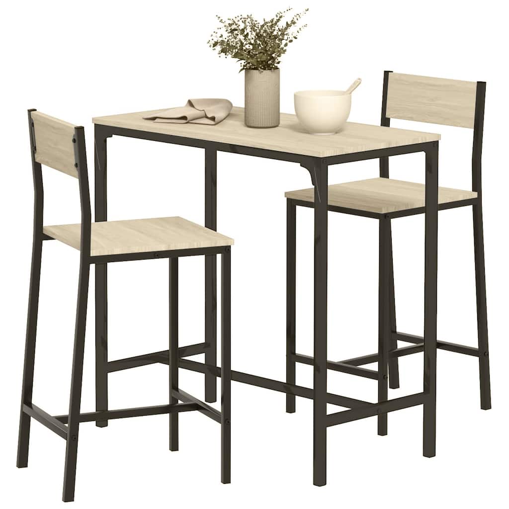 Modern 3-Piece Dining Set with Rectangular Counter Height Table & 2 Open Back Chairs