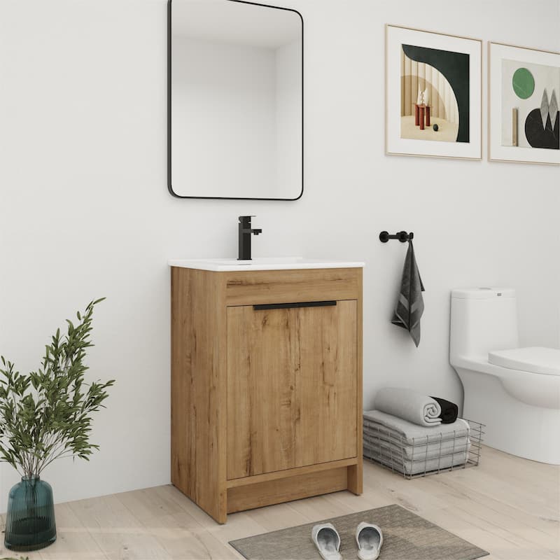 Bathroom Vanity With Sink In 24/30/36 Inch, Freestanding Bathroom Vanity With Soft Close Door and Adjustable Shelf