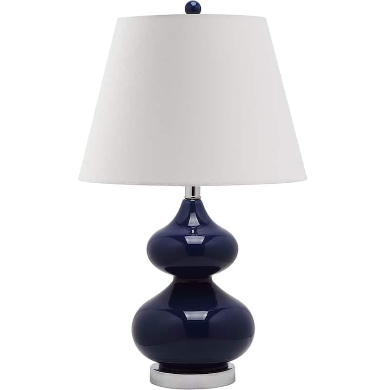 SAFAVIEH Lighting Danyell 24-inch Navy Double Gourd Glass Table Lamp - 14"x14"x24" - 14Wx14Dx24H - Navy