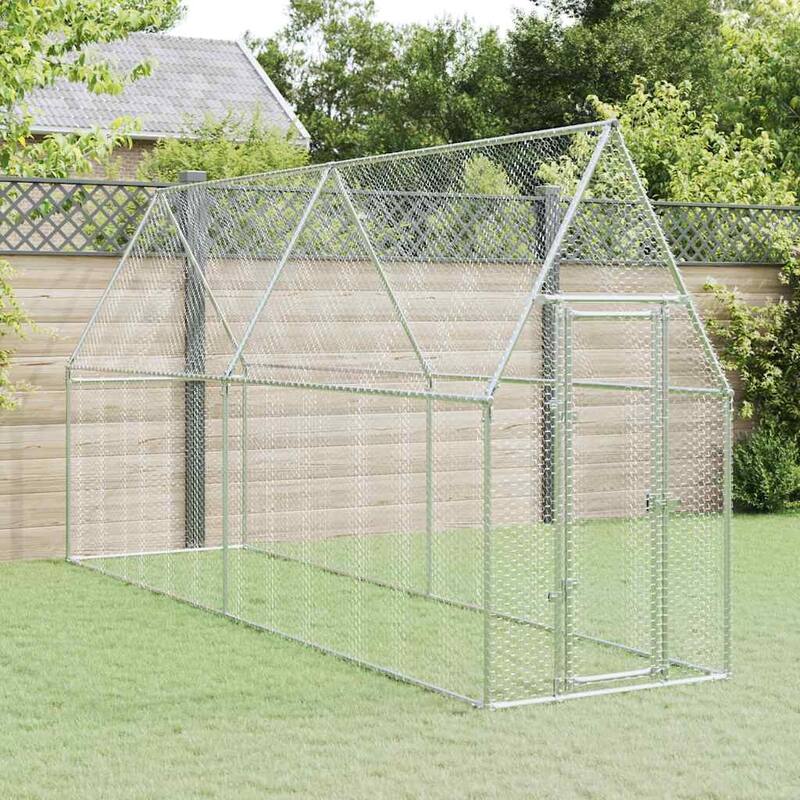 vidaXL Chicken Cage Silver 39.4"/78.7"/157.5"x39.4"x74.8" Galvanized Steel - 157.5" x 39.4" x 74.8"