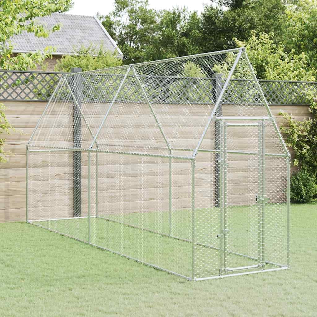 vidaXL Chicken Cage Silver 39.4"/78.7"/157.5"x39.4"x74.8" Galvanized Steel