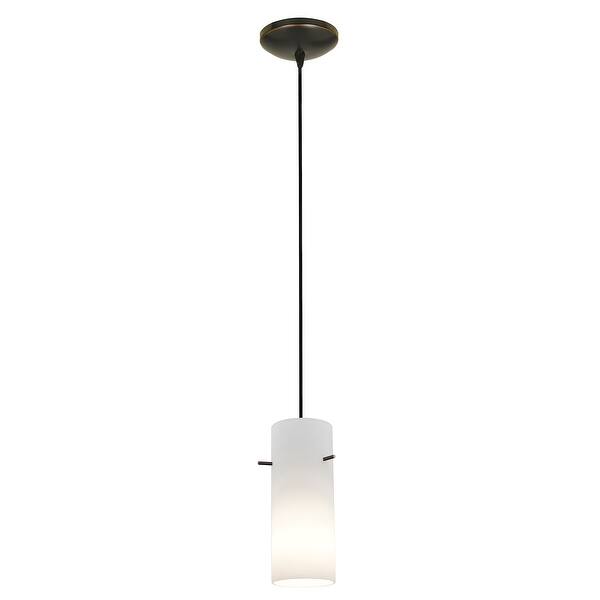 slide 2 of 2, Access Lighting Cylinder - E26 LED Cord Pendant - Oil Rubbed Bronze Finish - Opal Glass Shade Off White