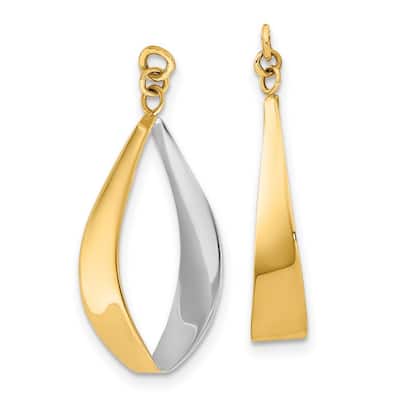 Curata 14k Yellow Gold 24x17mm Rhodium Reversible Dangle Jackets