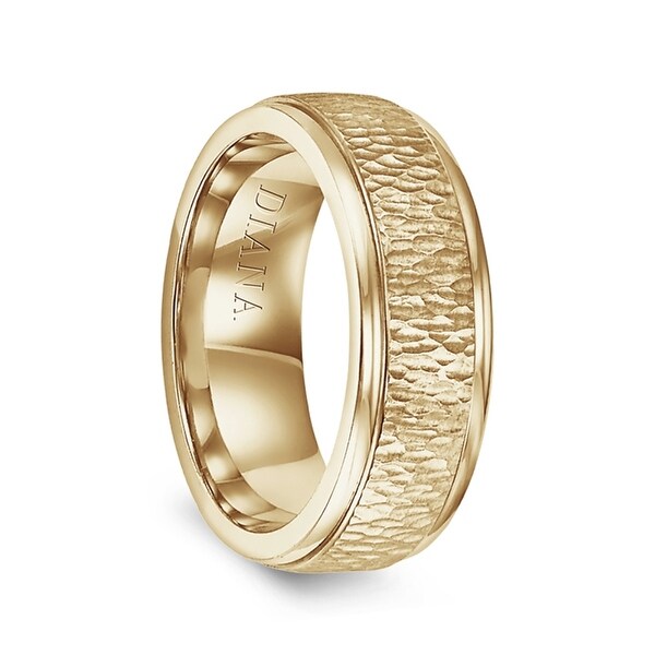 Shop 14k Yellow Gold Hammered Raised Center Polished Step ...