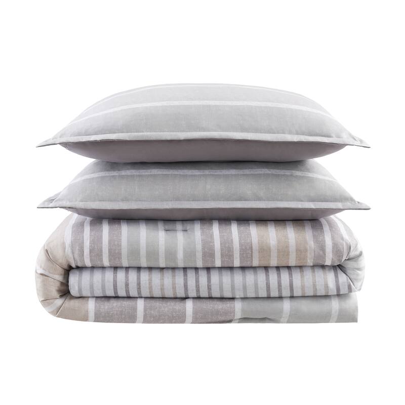 Serta Simply Clean Conrad Variegated Stripe Antimicrobial Comforter Set