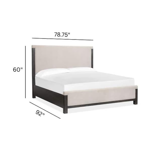 dimension image slide 1 of 3, Magnussen Home Plum Creek Ravenwood Black Upholstered Panel Bed