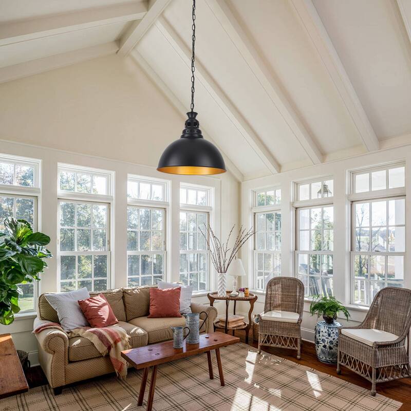 Stylish and minimalist single-light gray metal pendant lamp with an arched metal lampshade