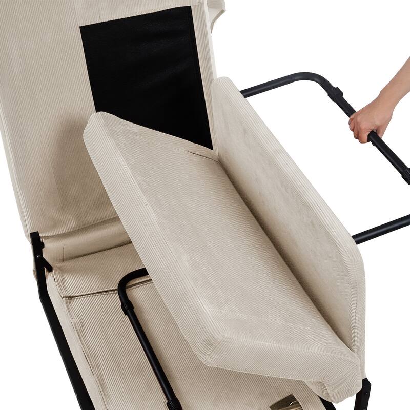 Versatile 4-in-1 Corduroy Couch Chair, Converts to Sleeper Sofa, Chaise & Ottoman
