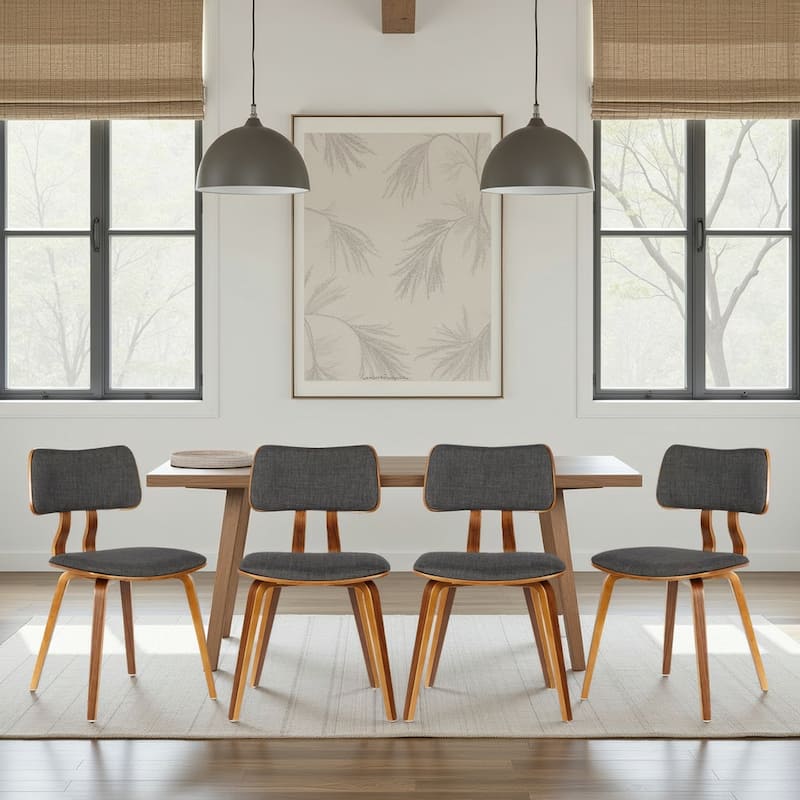 Carson Carrington Ladeplads Mid-century Modern Wood & Upholstered Dining Chair - Charcoal & Walnut - Set of 4