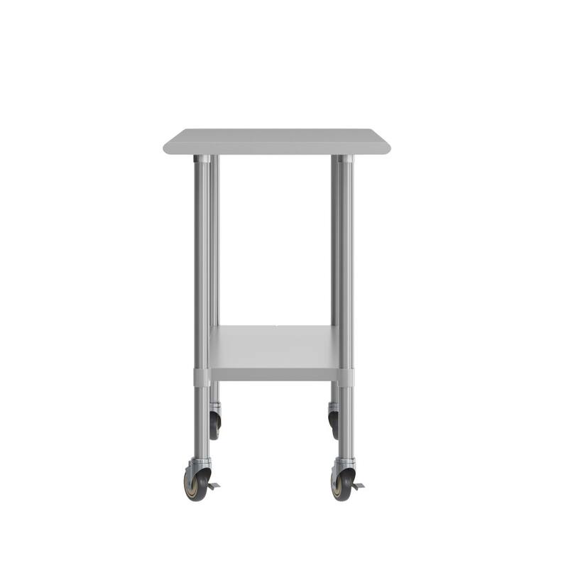 Commercial Stainless Steel 18 Gauge Worktable with Undershelf and Casters