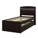 preview thumbnail 14 of 13, Twin XL Platform Bed with Storage LED Headboard, Charging Station, Trundle & 2 Drawers, Sturdy Pine Wood Frame, Dark Brown