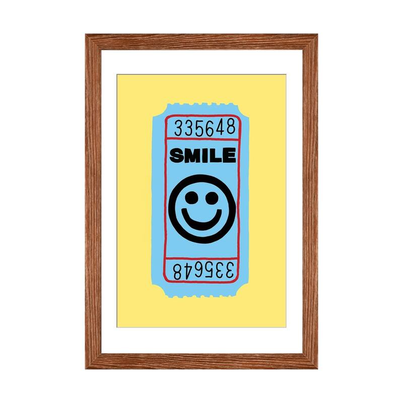 iCanvas "Smile Ticket" by Jaymie Metz - Walnut - 32x24x1