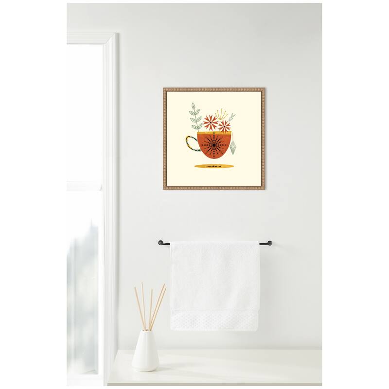 Kate and Laurel Sylvie Orange Cup Framed Canvas by Amber Leaders