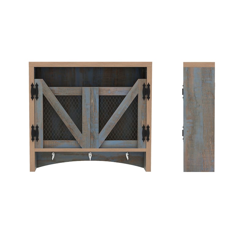 DH BASIC Farmhouse Blue Entryway Wall Organizer with Hooks by Denhour