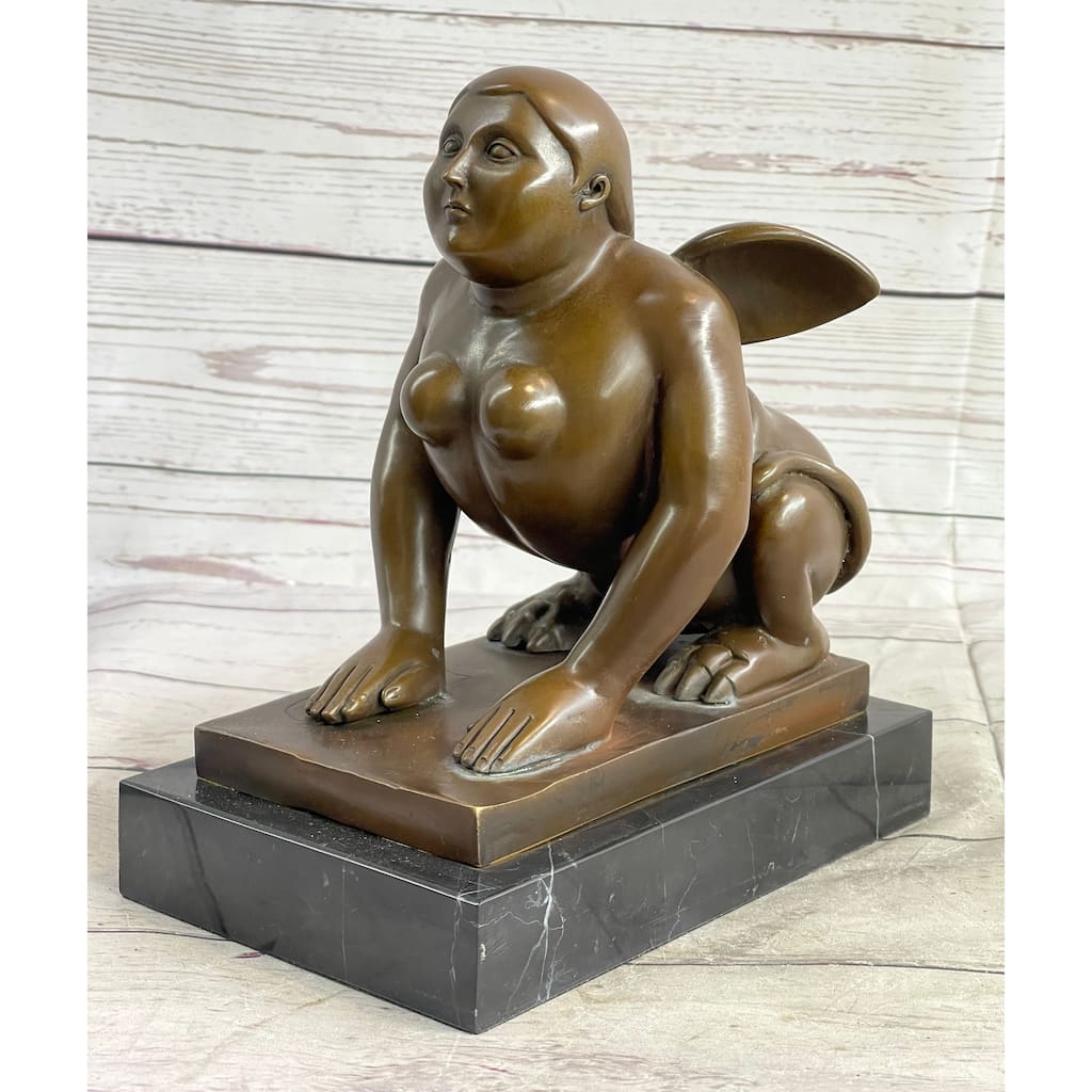 Greek Sphinx Bronze Sculpture Statue Figurine Figure Art Deco Lost Wax By Botero