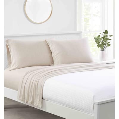 Simple Essentials Heathered Jersey Solid Sheet Set - Bed Bath & Beyond ...