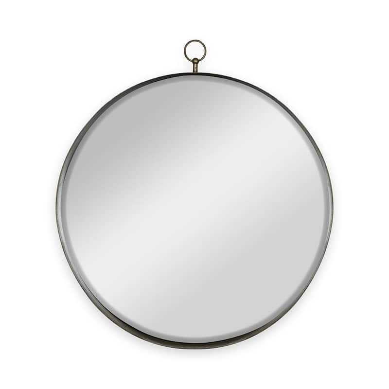 HomeRoots 28" Gold Round Iron Framed Accent Mirror - 24' X '28' X '1