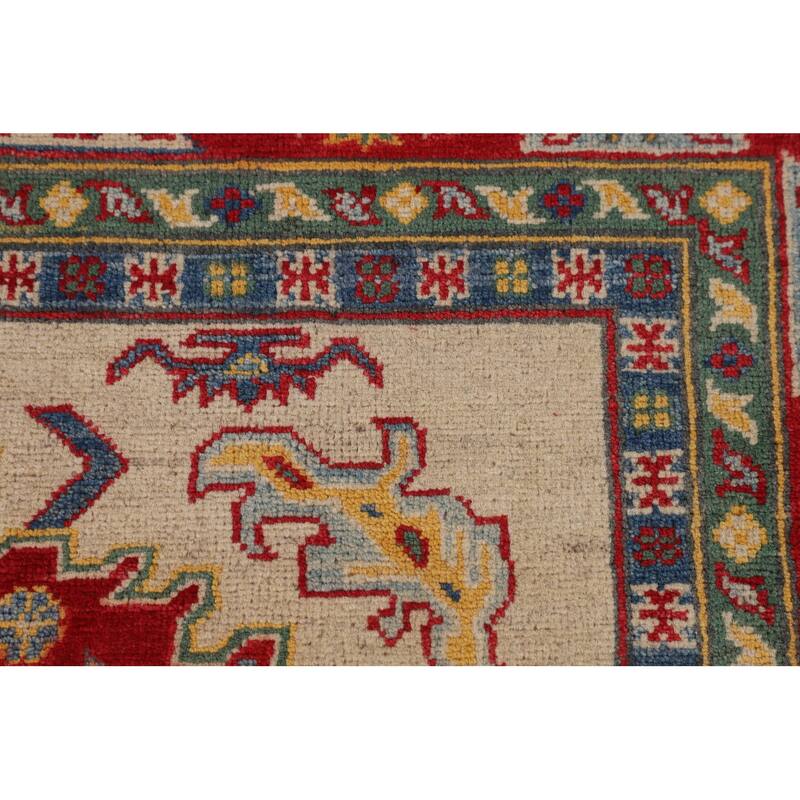 Traditional Beige Kazak Oriental Area Rug Handmade Wool Carpet - 5'2" x 6'10"