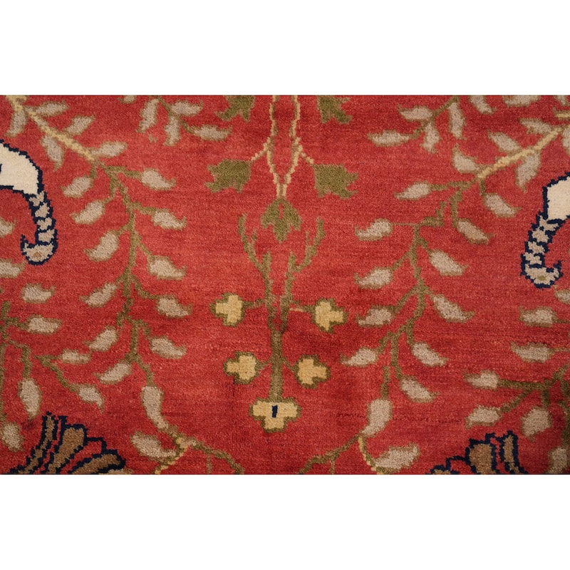Hand Knotted Oriental 100% Wool Carpet Traditional All-Over Red Ziegler Area Rug - 10' 1'' X 7' 7''