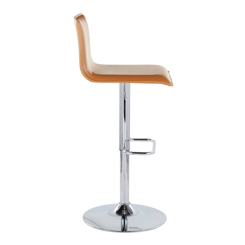 Porch & Den Mara Upholstered Adjustable Bar Stool with Rounded Rectangle Footrest (Set of 2)