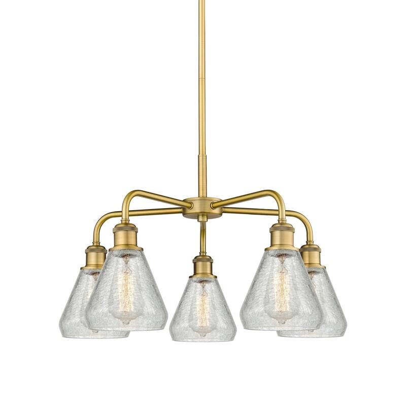 Innovations Lighting 516-5CR-15-24 Conesus Chandelier Conesus 5 Light - Brushed Brass / Clear Crackle