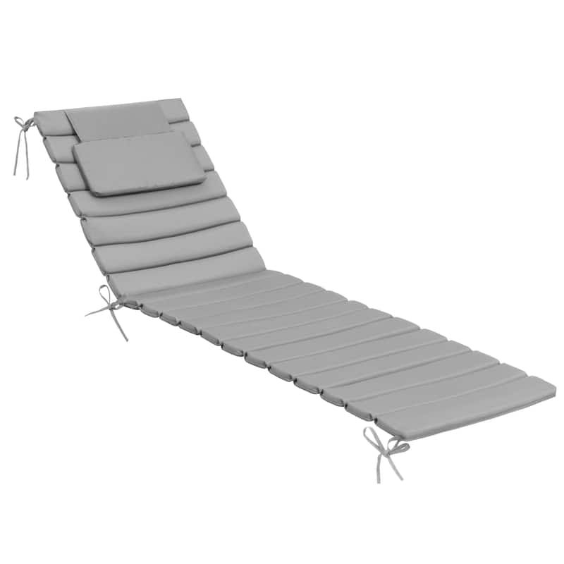 Pellebant Outdoor Chaise Lounge Cushions Patio Lounger Pad with Straps - 1PC-70.9'' - LightGrey