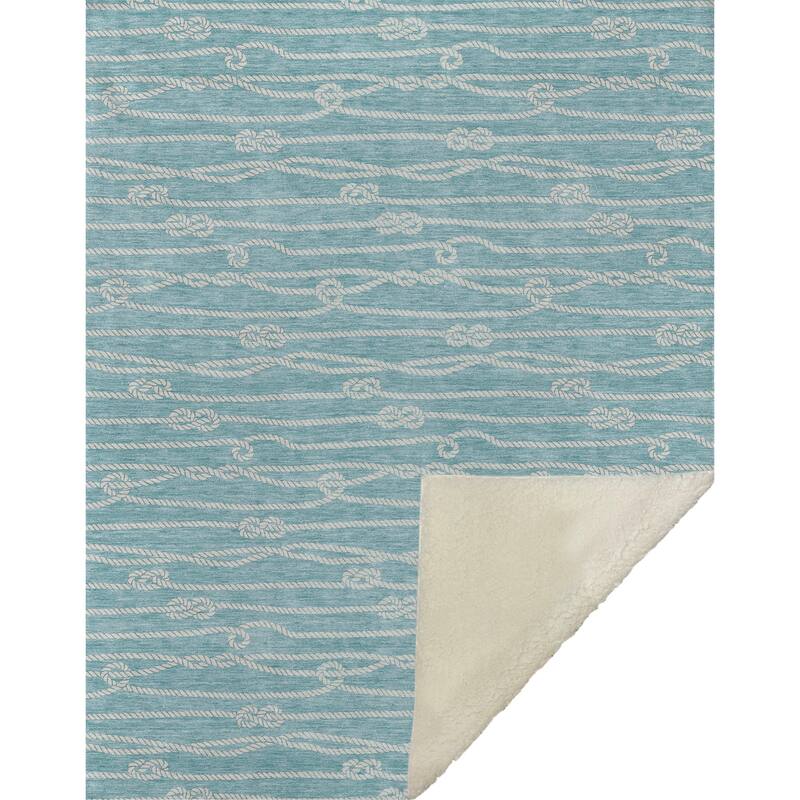Premium Machine Washable ASB152 Nautical Rope Sherpa Throw Blanket