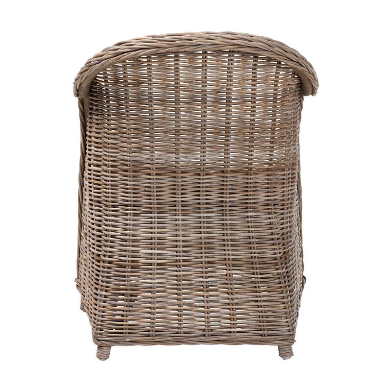 Amanda Natural Rattan Armchair - Handwoven Wicker Barrel Chair with Removable Cushion, Coastal Boho Style Accent Seating