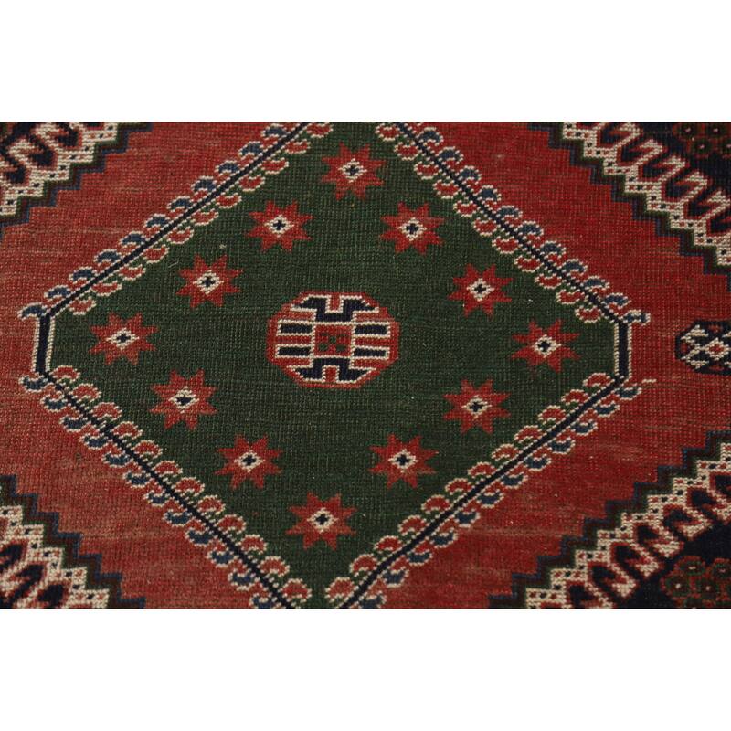 Hand Knotted Oriental 100% Wool Carpet Traditional Geometric Navy Blue & Blues Yalameh Area Rug - 10' 11'' X 7' 6''