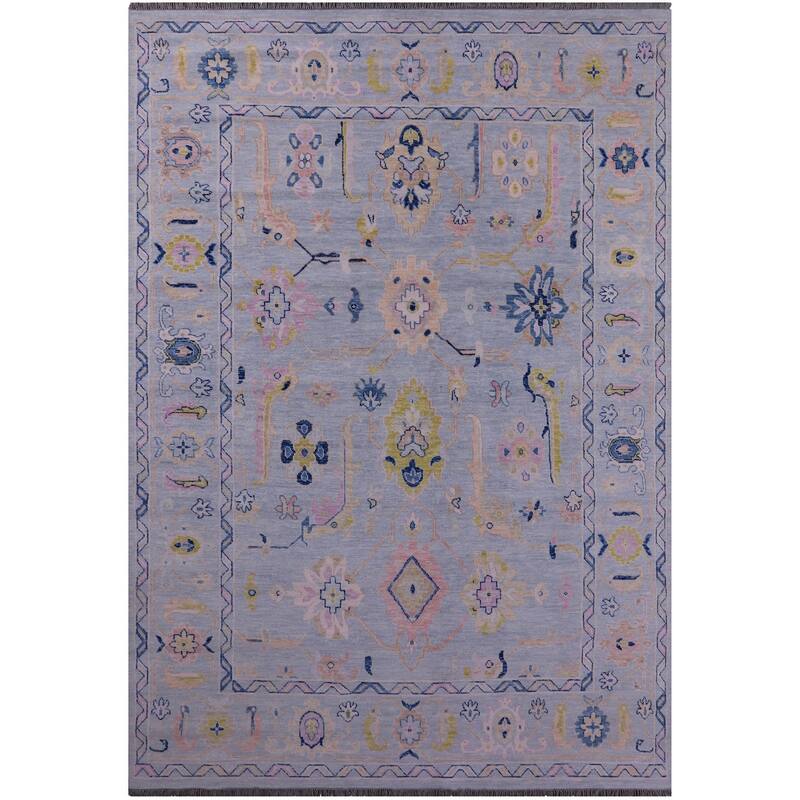 Golden Nile Light Blue Turkish Oushak Hand Knotted Wool Rug - 9' 10" X 13' 11"