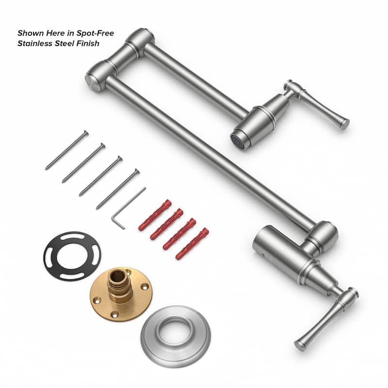 KRAUS Allyn Wall Mount Pot Filler Kitchen Faucet with Retractable Arm