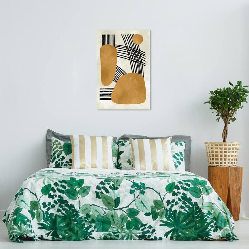 Wynwood Studio Canvas Abstract Three Rocks Yellow and Dark Yellow Modern & Contemporary Wall Art Canvas Print - 36 x 24