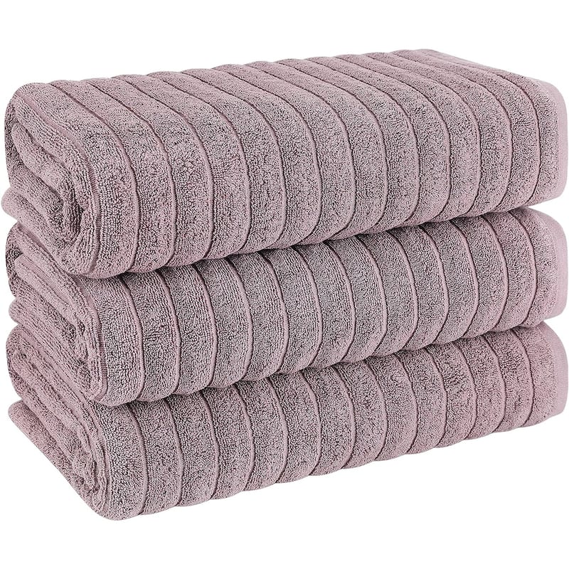 Classic Turkish Towels 100% Turkish Cotton Bath Sheets Plush Ribbed 3 Piece 40x65" - 40x65