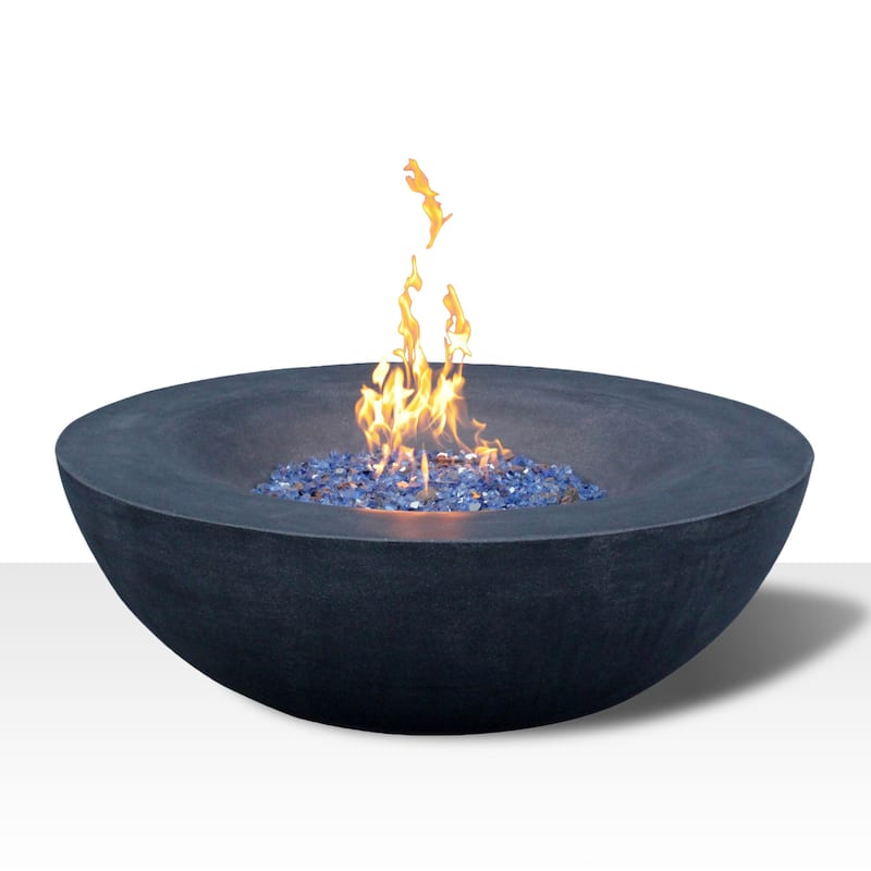 42 Inch Outdoor Concrete Propane Gas Fire Pit Bowl in Antique White Color