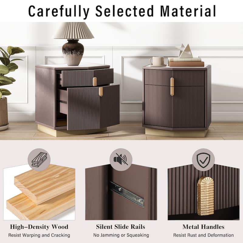 Christopher Knight Home - Silvio Nightstand with Manufactured Wood and Prism Silhouette