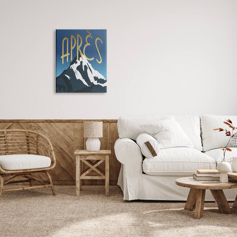 Stupell Après Mountain Ski Sport Winter Landmark Blue Grey Canvas Wall Art