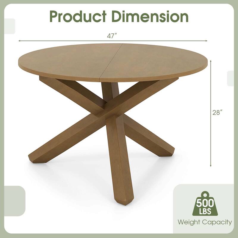 Costway 47" Round Dining Table with Solid Acacia Wood Legs for 4-6 - See Details