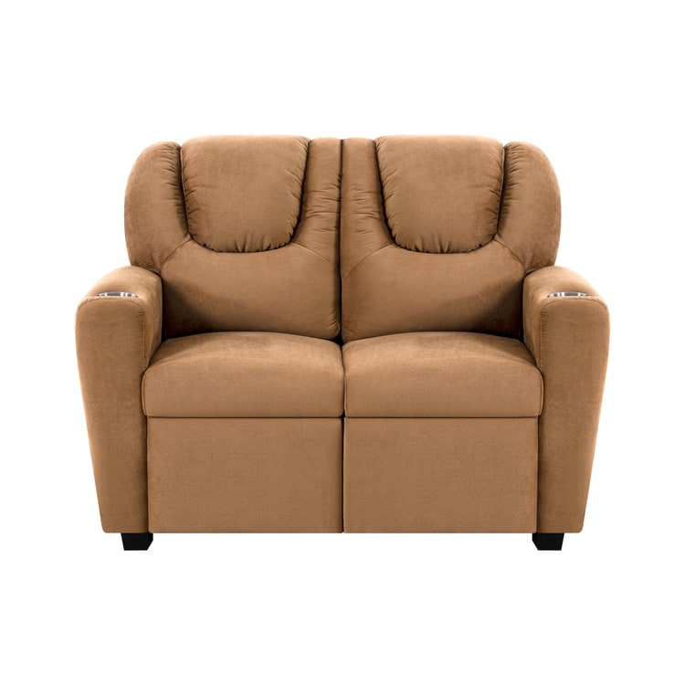 Kids Recliner Loveseat - Toddler Reclining Chair for Ages 3-5 with Cup Holders, Push-Back Recline, and Adjustable Footrest