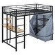 preview thumbnail 11 of 18, Twin Size Loft Metal Bed with Desk,Shelves,Power Outlet,LED Light and Wardrobe