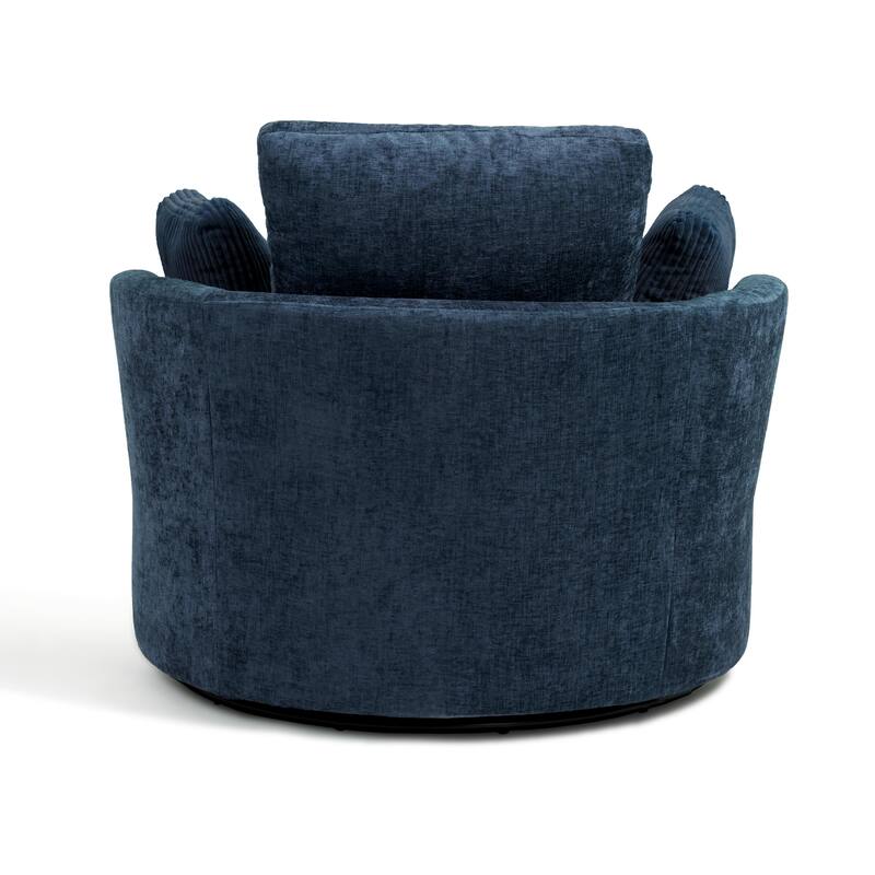 41" W Oversized Accent Barrel Swivel Chair with Moon Storage Ottoman