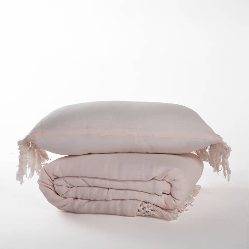 Rizzy Home Tatum Fringe Decorative Sham - 12" X 18" - Pink
