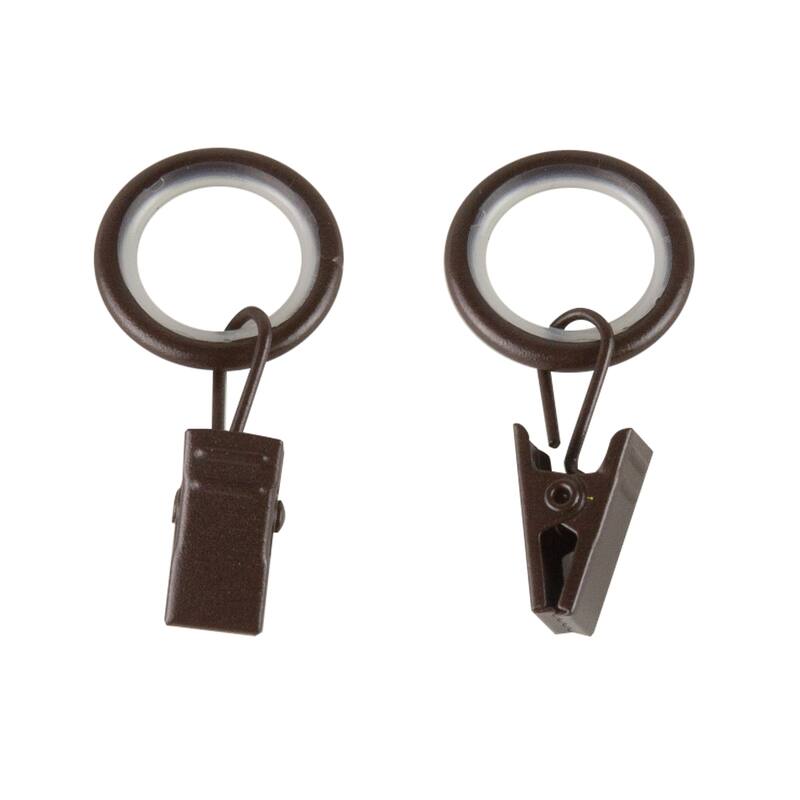 InStyleDesign 5/8 inch Noise-Canceling Curtain Rings w/Clip (Set of 10) - Cocoa