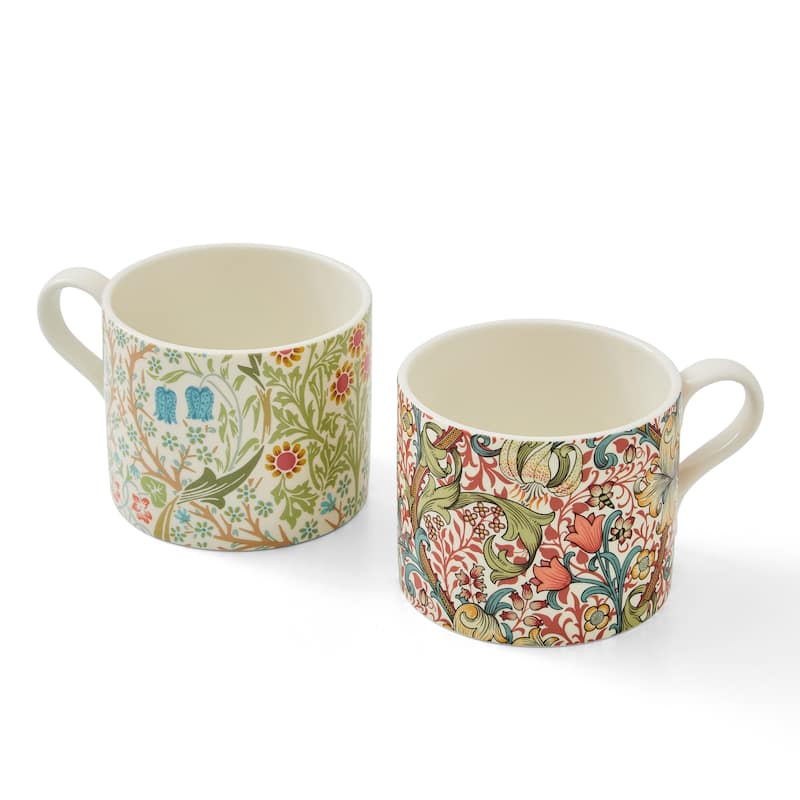 Spode Morris and Co Set of 2 Mugs - Blackthorn & Golden Lily