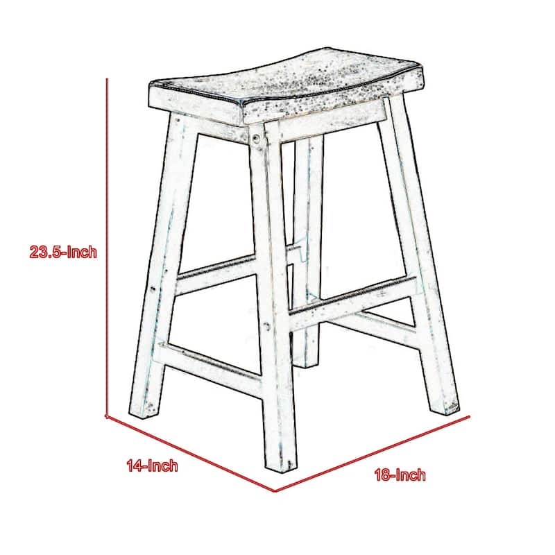 Wooden 24" Counter Height Stool with Saddle Seat, Black, Set of 2