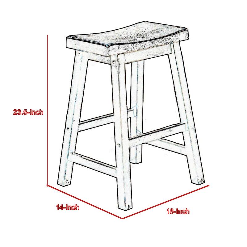 Wooden 24" Counter Height Stool with Saddle Seat, Black, Set of 2