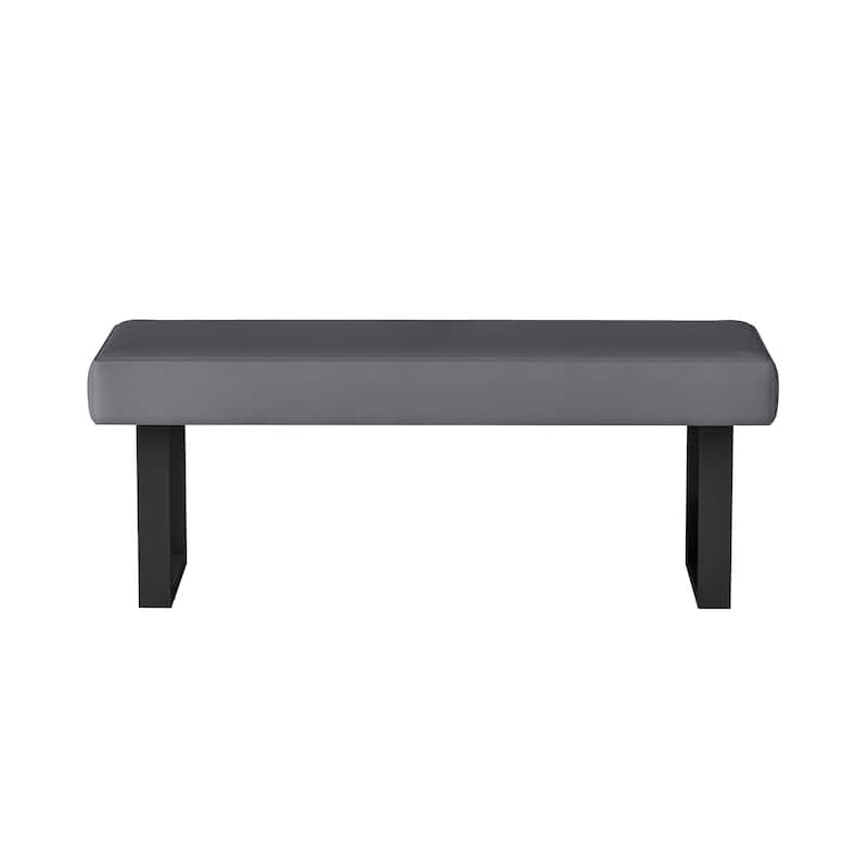 Somette Lillian Gray Upholstered Bench with Steel Legs