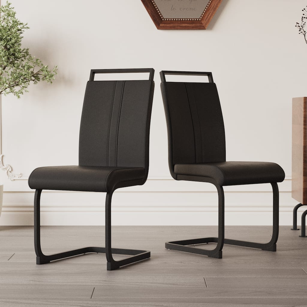 High Back Upholstered Side Chair Office Chair with Metal Legs, Characteristic Dining Chair Black Vanity Chair